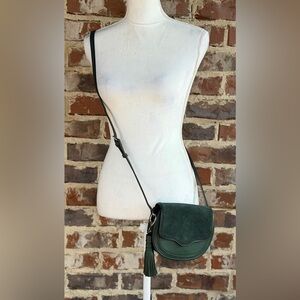 🦋 Rebecca Minkoff Dark Green Leather Crossbody with Tassel